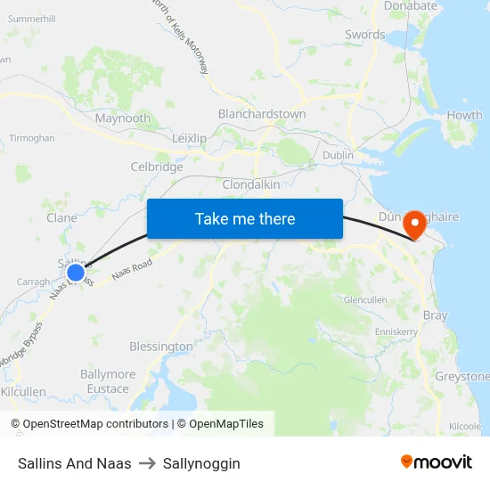 Sallins And Naas to Sallynoggin map