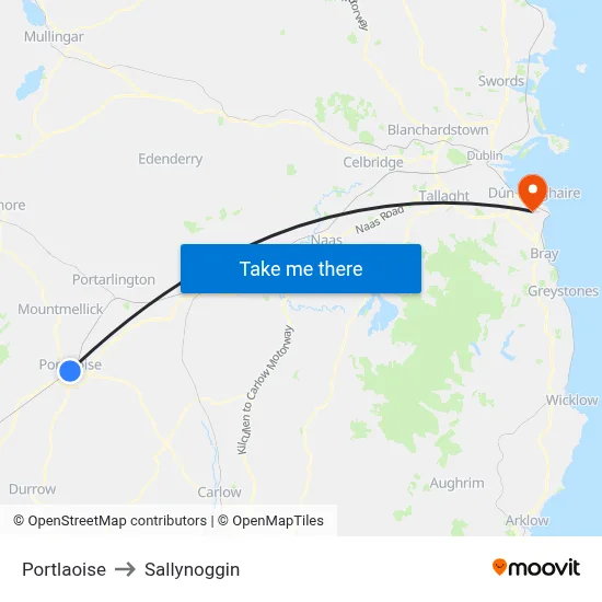 Portlaoise to Sallynoggin map