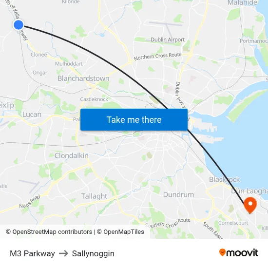 M3 Parkway to Sallynoggin map