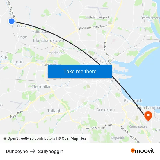 Dunboyne to Sallynoggin map
