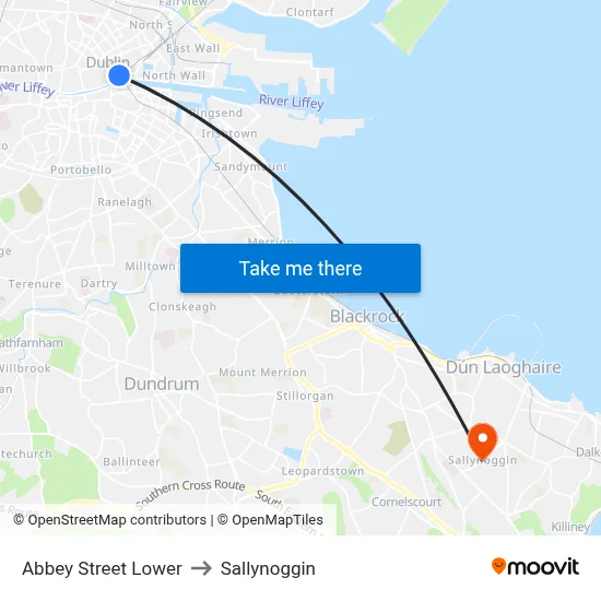 Abbey Street Lower to Sallynoggin map
