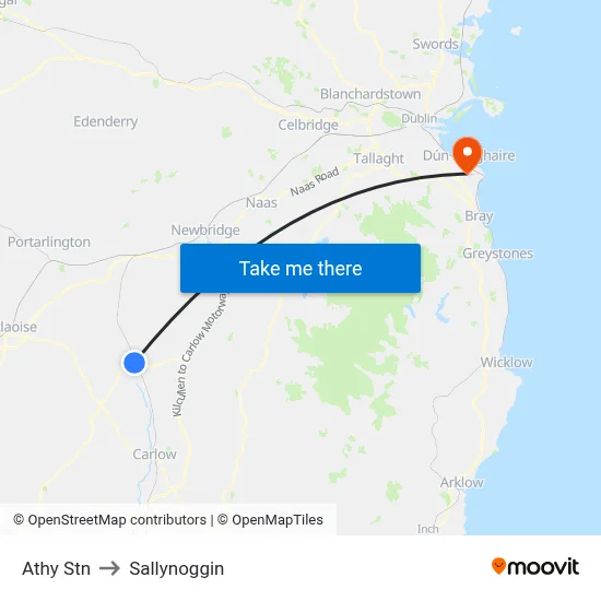 Athy Stn to Sallynoggin map