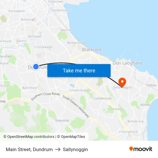 Main Street, Dundrum to Sallynoggin map