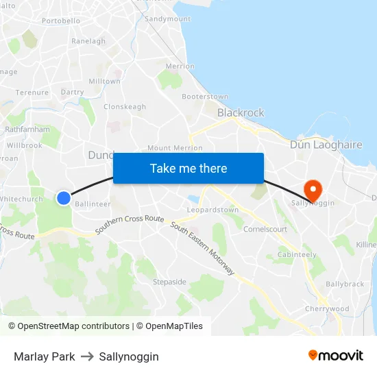 Marlay Park to Sallynoggin map