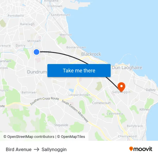 Bird Avenue to Sallynoggin map