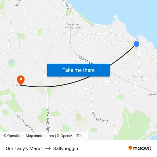 Our Lady's Manor to Sallynoggin map