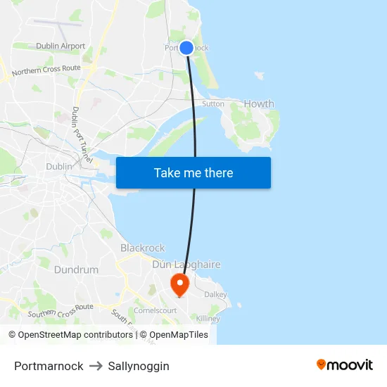 Portmarnock to Sallynoggin map