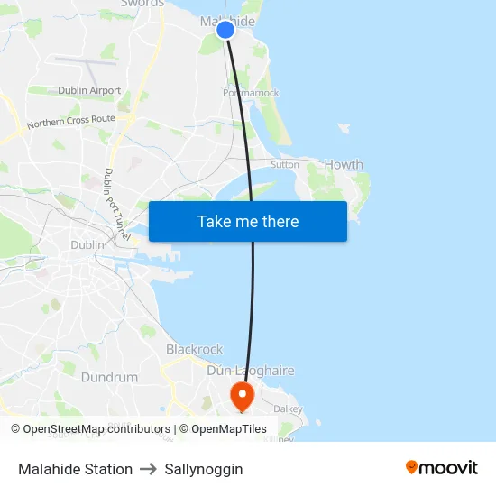 Malahide Station to Sallynoggin map