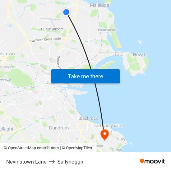 Nevinstown Lane to Sallynoggin map