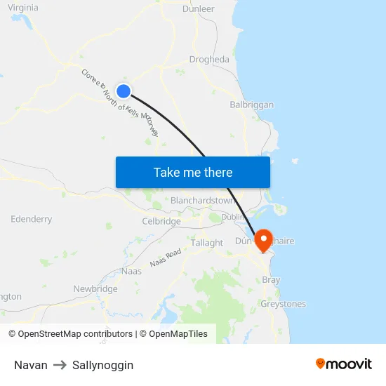 Navan to Sallynoggin map