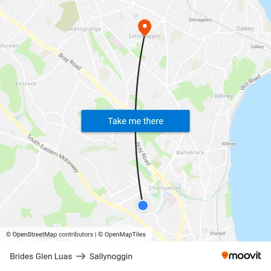 Brides Glen Luas to Sallynoggin map