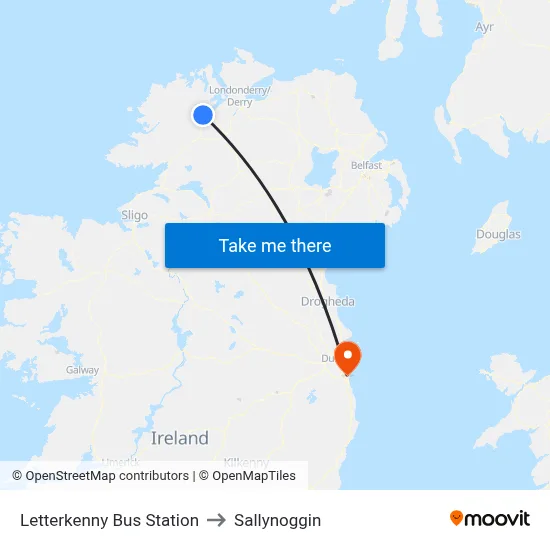 Letterkenny Bus Station to Sallynoggin map