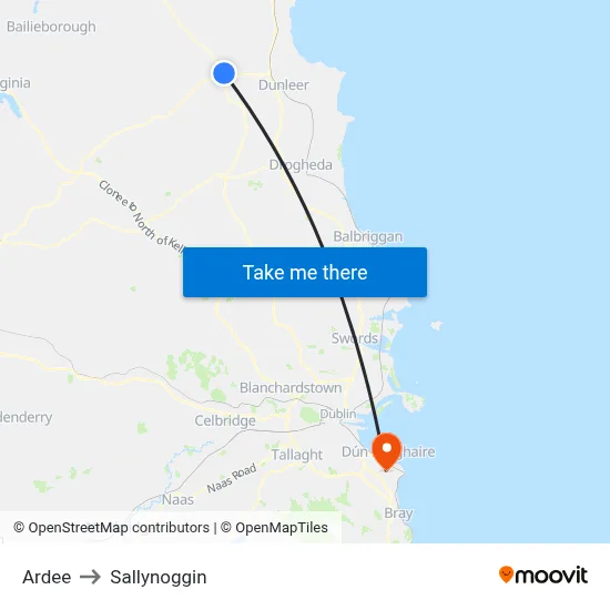 Ardee to Sallynoggin map