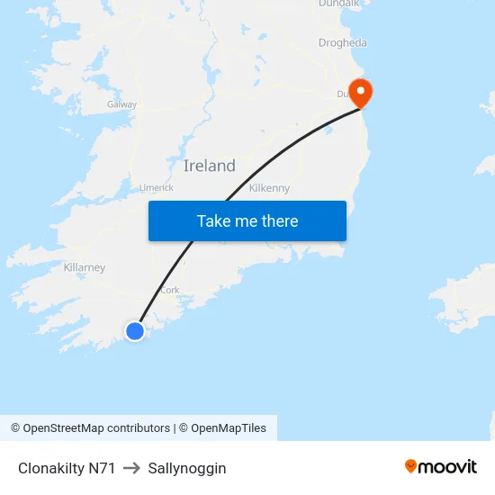 Clonakilty N71 to Sallynoggin map