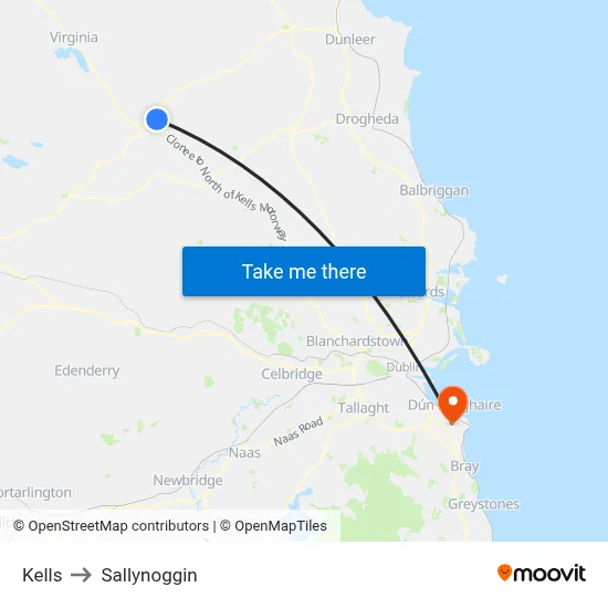 Kells to Sallynoggin map