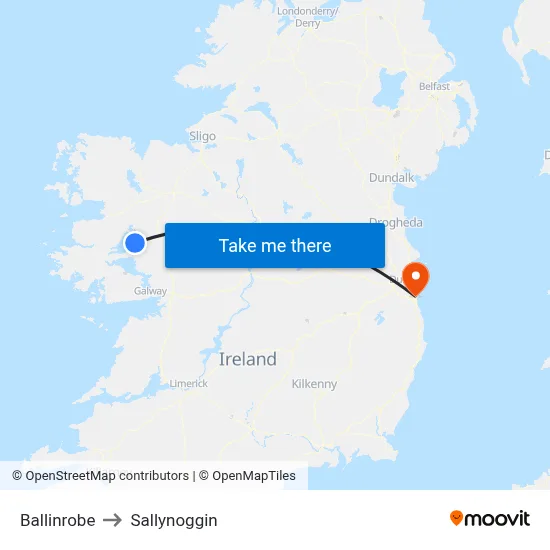 Ballinrobe to Sallynoggin map