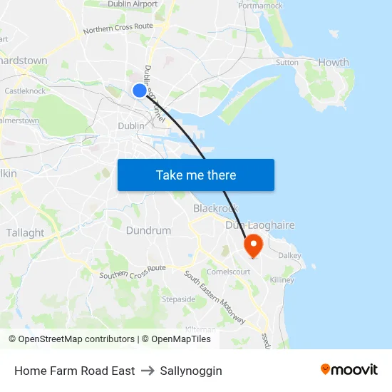 Home Farm Road East to Sallynoggin map
