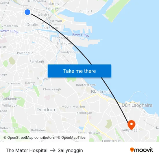 The Mater Hospital to Sallynoggin map