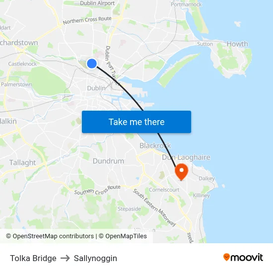 Tolka Bridge to Sallynoggin map