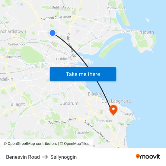 Beneavin Road to Sallynoggin map