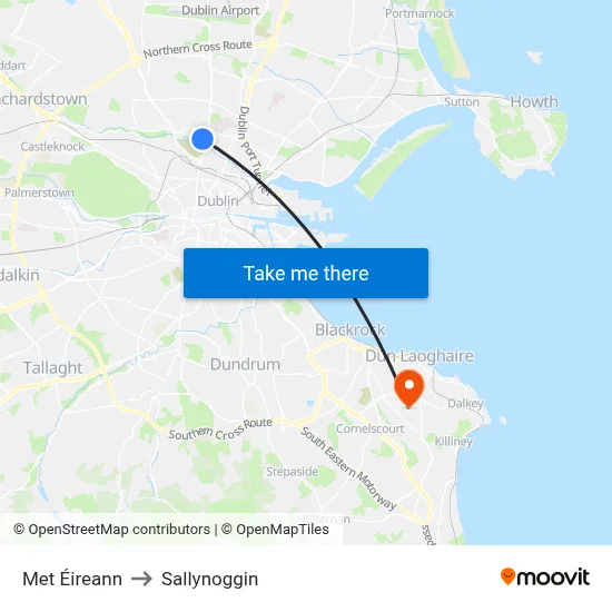 Met Éireann to Sallynoggin map