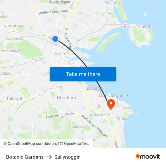 Botanic Gardens to Sallynoggin map
