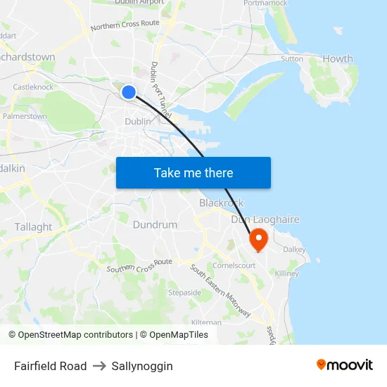 Fairfield Road to Sallynoggin map