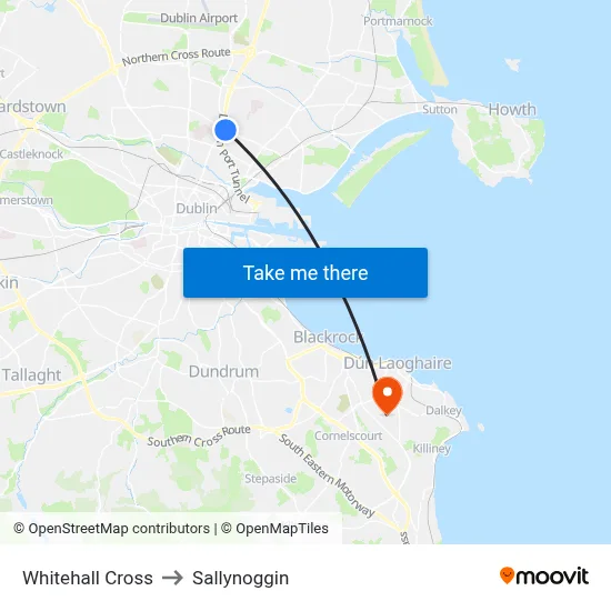 Whitehall Cross to Sallynoggin map