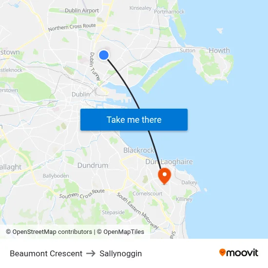 Beaumont Crescent to Sallynoggin map