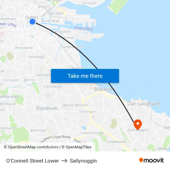 O'Connell Street Lower to Sallynoggin map