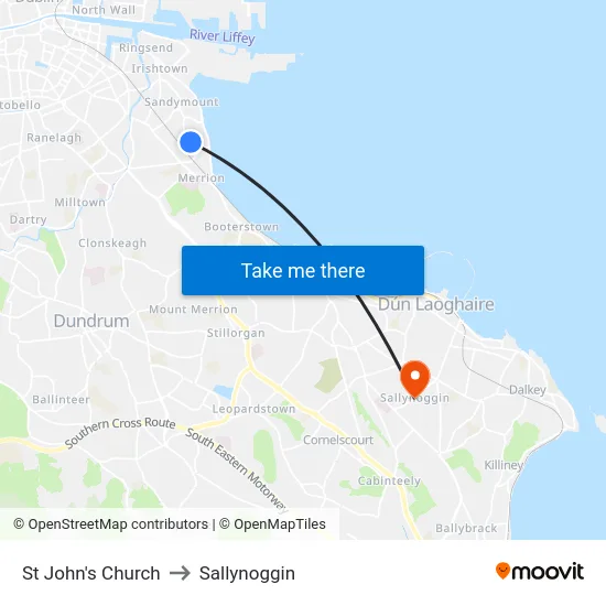 St John's Church to Sallynoggin map