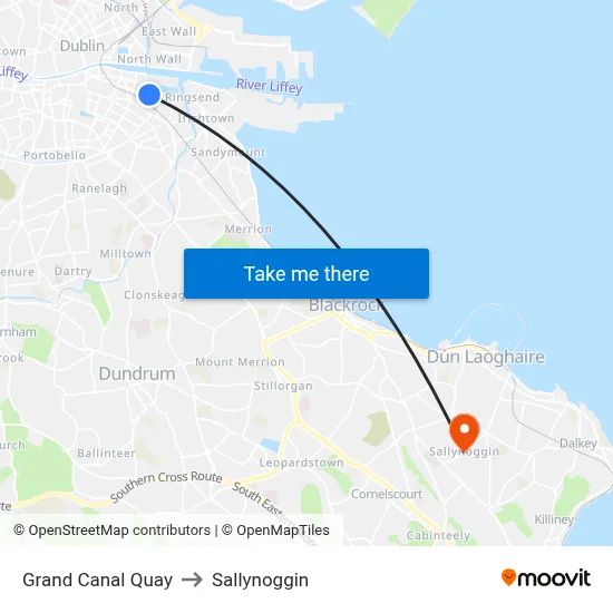 Grand Canal Quay to Sallynoggin map