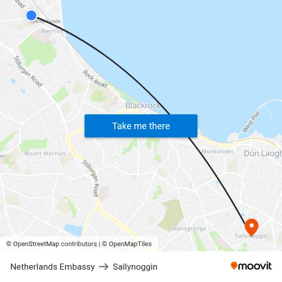 Netherlands Embassy to Sallynoggin map