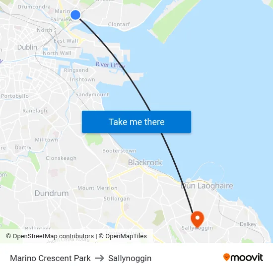 Marino Crescent Park to Sallynoggin map