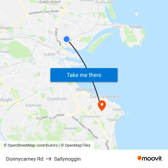 Donnycarney Rd to Sallynoggin map