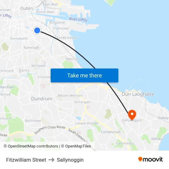 Fitzwilliam Street to Sallynoggin map