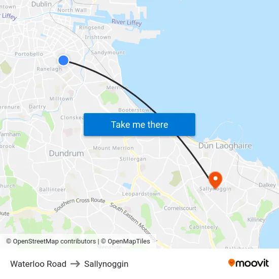 Waterloo Road to Sallynoggin map
