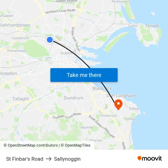 St Finbar's Road to Sallynoggin map