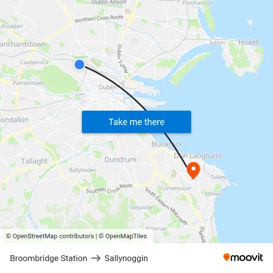 Broombridge Station to Sallynoggin map