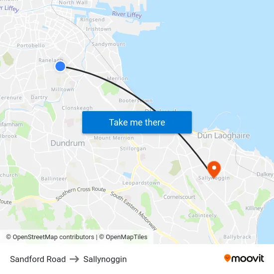 Sandford Road to Sallynoggin map