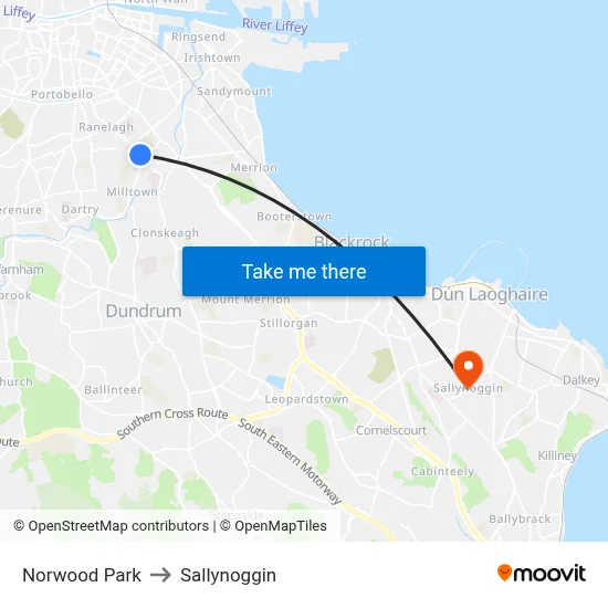 Norwood Park to Sallynoggin map