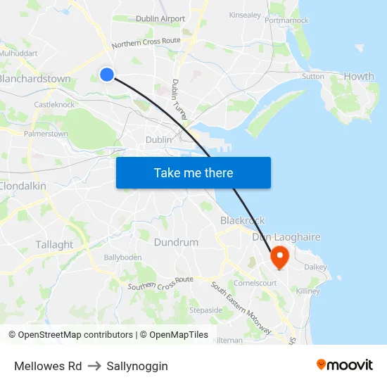 Mellowes Rd to Sallynoggin map