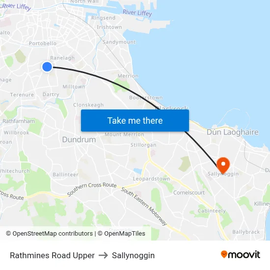 Rathmines Road Upper to Sallynoggin map