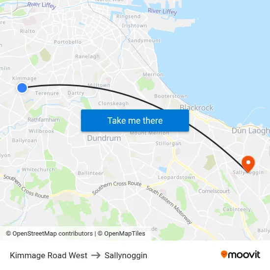 Kimmage Road West to Sallynoggin map