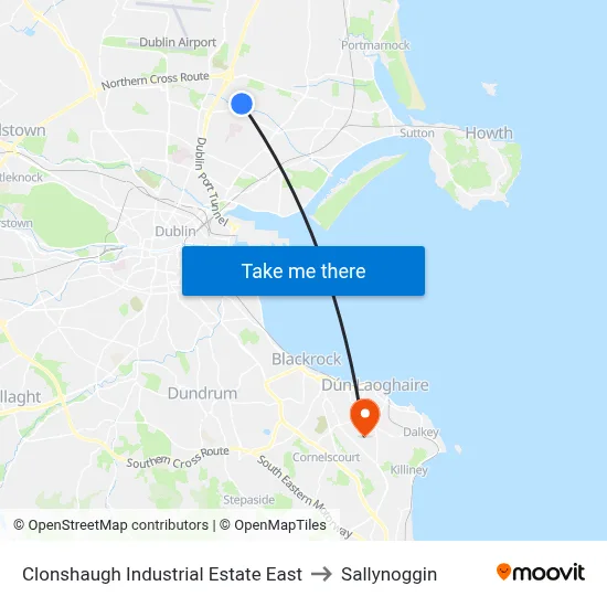 Clonshaugh Industrial Estate East to Sallynoggin map