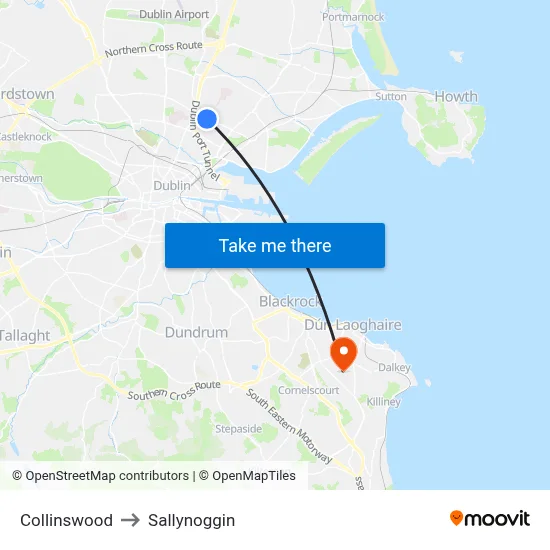 Collinswood to Sallynoggin map