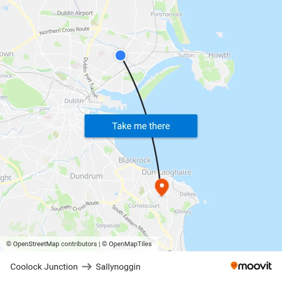 Coolock Junction to Sallynoggin map