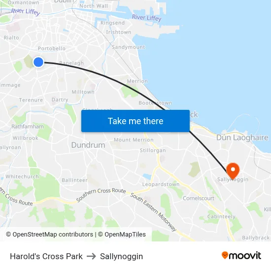 Harold's Cross Park to Sallynoggin map