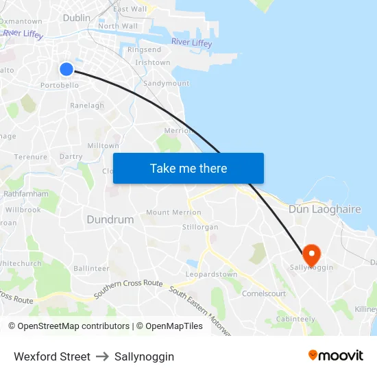 Wexford Street to Sallynoggin map