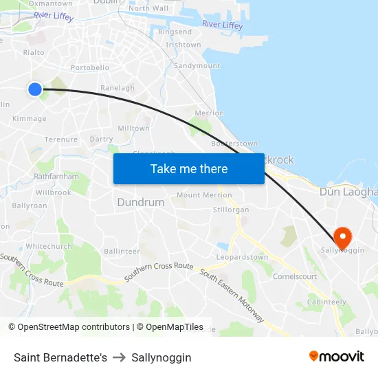 Saint Bernadette's to Sallynoggin map